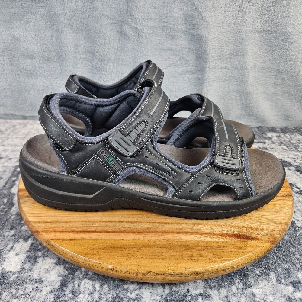 Orthofeet Sandals Mens 10.5 4E Wide Black Gemini 566 Orthopedic Comfort Walking